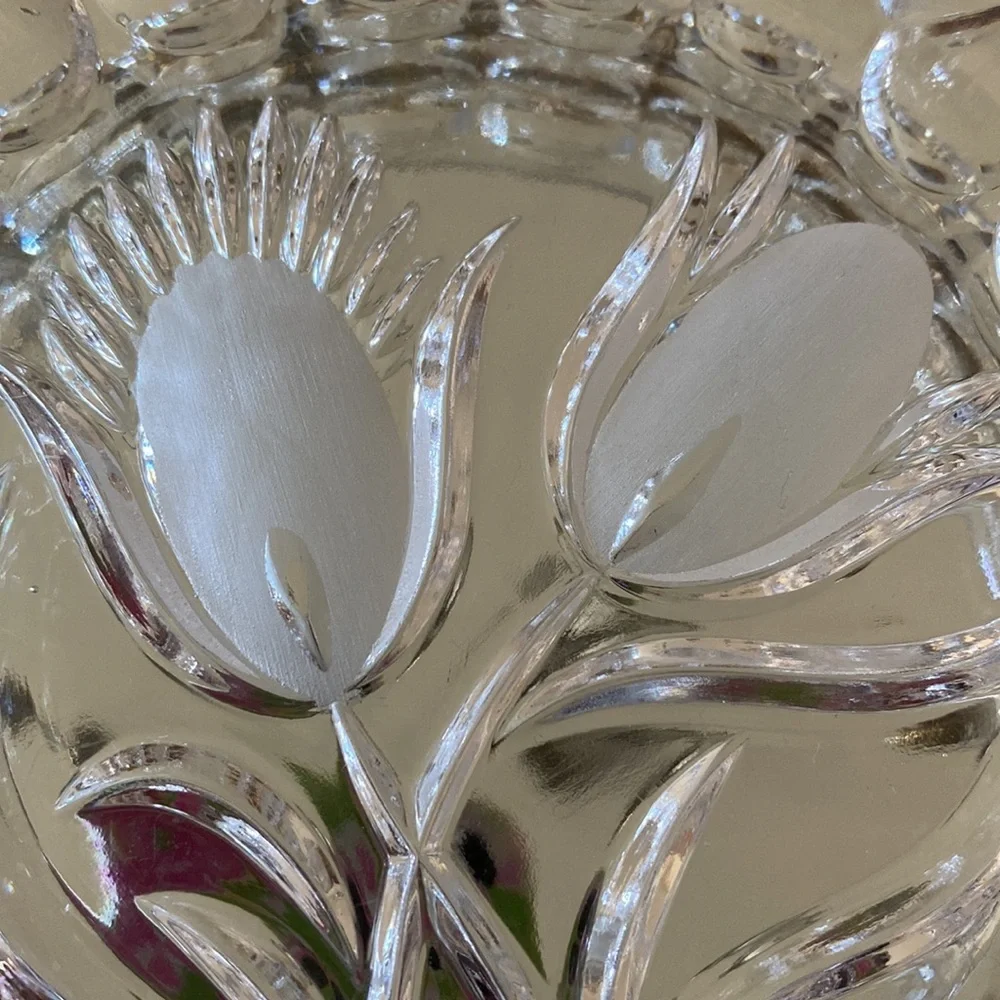 Vintage Block Crystal Tulip Garden Leaded Glass6.25” Bowl Poland!